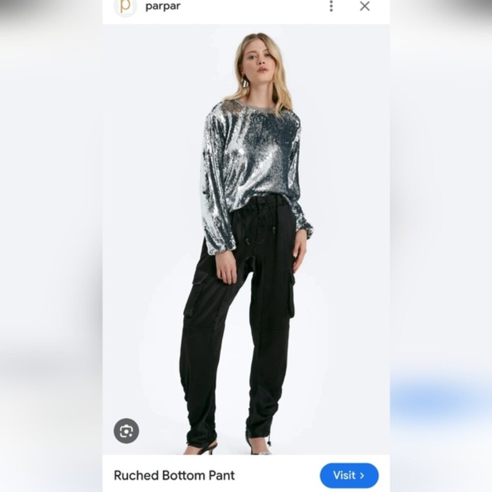 CHRLDR High Rise Black Satin Cargo Joggers